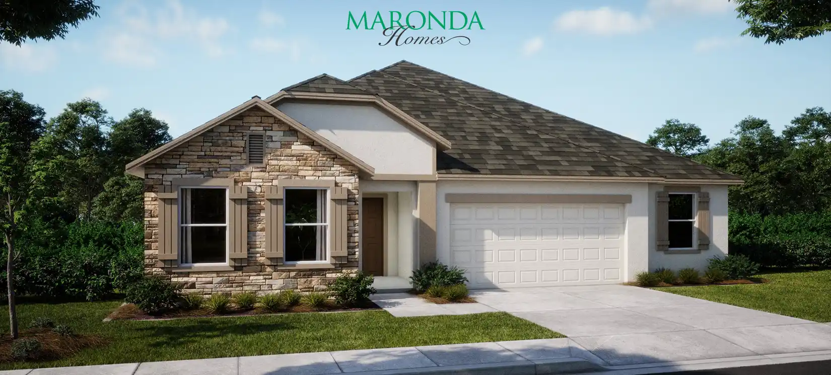 MarondaHomes-Huntington-B_Stone-Elevation-Model Home_Hammock-Oaks-Reserve